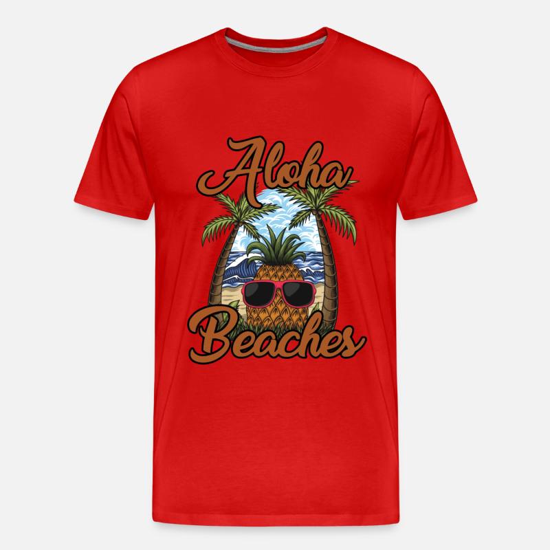 Aloha Strände - Männer Premium Bio T-Shirt - Rot