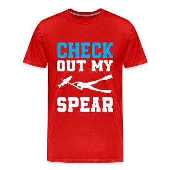 Spearfishing T-Shirt - Men's Premium Organic T-Shirt - red - Front - Damien (186cm)