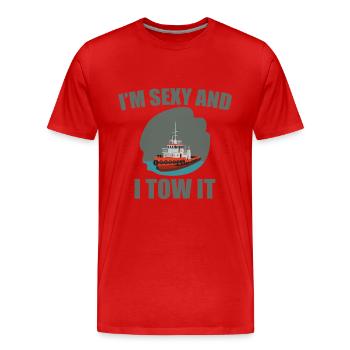 Drôle de chemise de remorqueur - T-shirt bio Premium Homme - rouge - Devant - Damien (186cm)