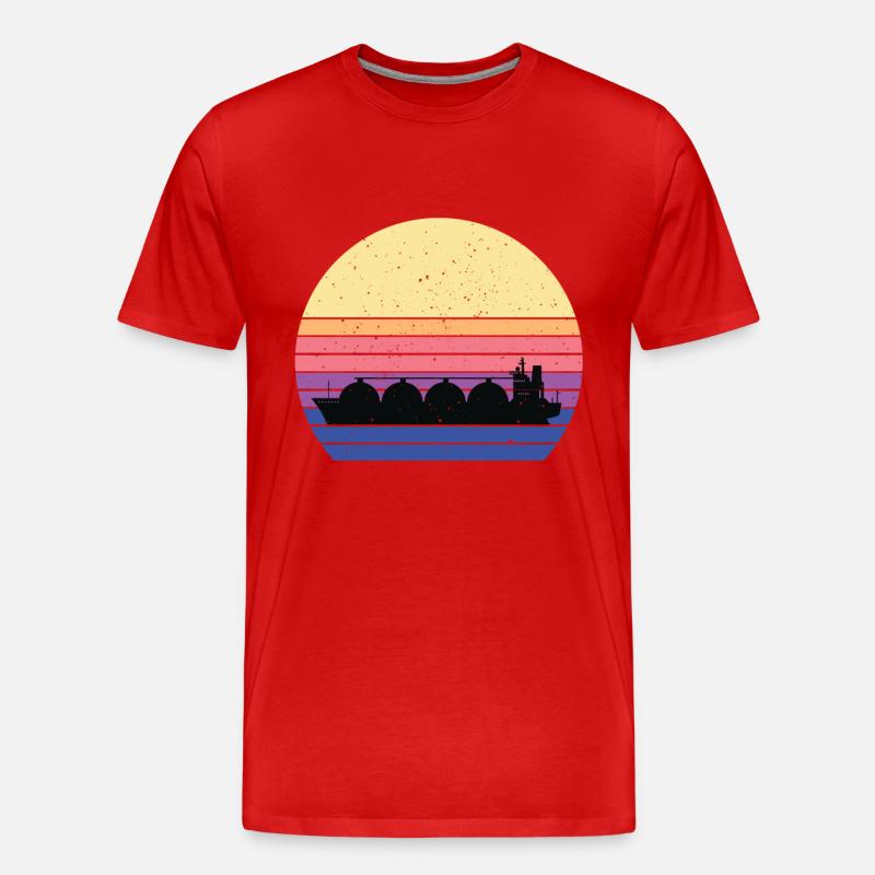 Retro LNG Tankschiff - Männer Premium Bio T-Shirt - Rot