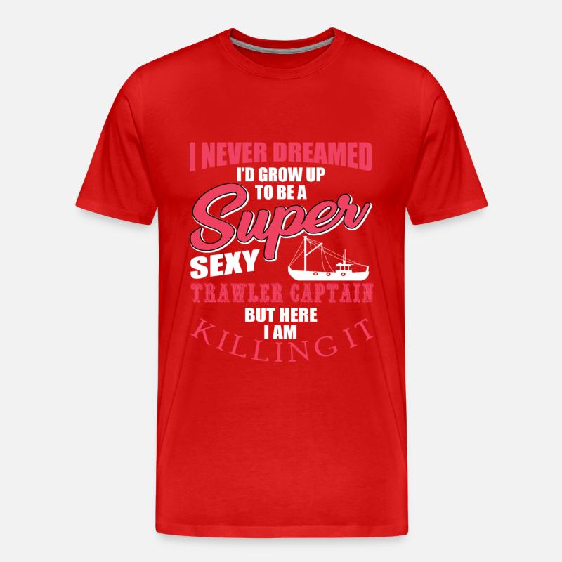 Fischkutter Kapitän Spruch - Männer Premium Bio T-Shirt - Rot
