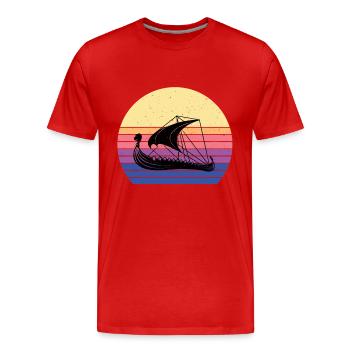 Navire viking - T-shirt bio Premium Homme - rouge - Devant - Damien (186cm)