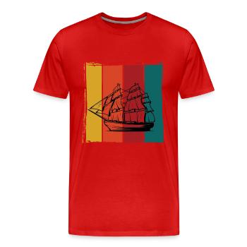 Sailing ship - Men's Premium Organic T-Shirt - red - Front - Damien (186cm)