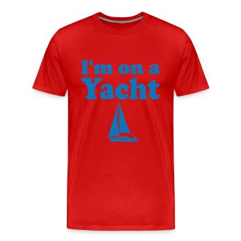 Je suis sur un yacht j’adore naviguer - T-shirt bio Premium Homme - rouge - Devant - Damien (186cm)