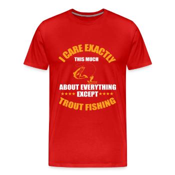 Drôle de pêcheur de truite disant truite brune - T-shirt bio Premium Homme - rouge - Devant - Damien (186cm)