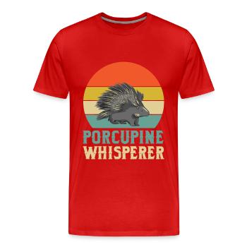 Chuchoteur de porc-épic - T-shirt bio Premium Homme - rouge - Devant - Damien (186cm)