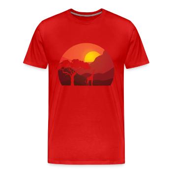 Giraffe Savanne - Männer Premium Bio T-Shirt - Rot - Vorne - Damien (186cm)
