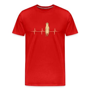 Meerkat Heartbeat - Men's Premium Organic T-Shirt - red - Front - Damien (186cm)