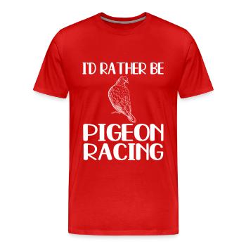 Funny racing pigeon - Men's Premium Organic T-Shirt - red - Front - Damien (186cm)
