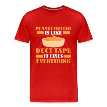 Drôle de beurre de cacahuète disant - T-shirt bio Premium Homme - rouge - Devant - Damien (186cm)