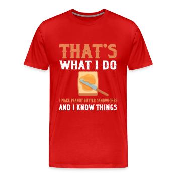 Sandwich au beurre d’arachide - T-shirt bio Premium Homme - rouge - Devant - Damien (186cm)