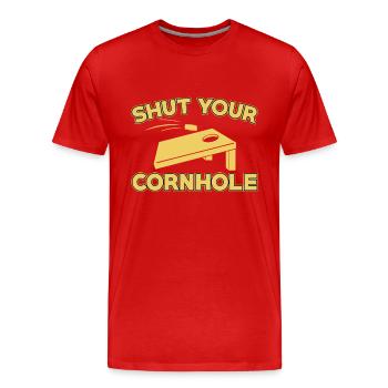Close your cornhole - Men's Premium Organic T-Shirt - red - Front - Damien (186cm)