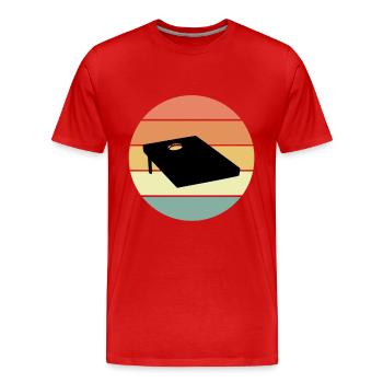 Retro Cornhole Brett Design - Männer Premium Bio T-Shirt - Rot - Vorne - Damien (186cm)