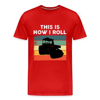 Conducteur de rouleau compresseur - T-shirt bio Premium Homme - rouge - Devant - Damien (186cm)