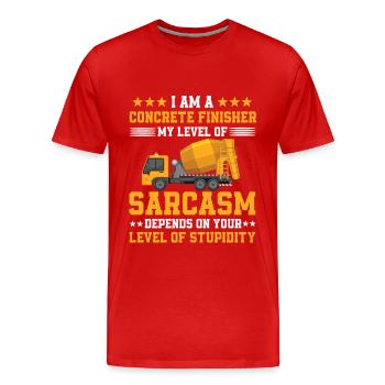 Dicton sarcastique de pavé en béton - T-shirt bio Premium Homme - rouge - Devant - Damien (186cm)