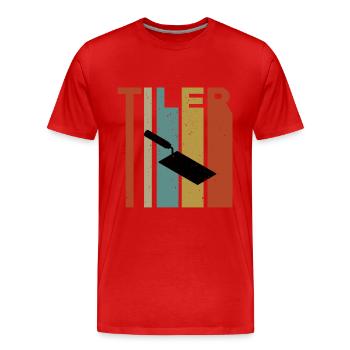 Conception de truelle de carreaux rétro - T-shirt bio Premium Homme - rouge - Devant - Damien (186cm)