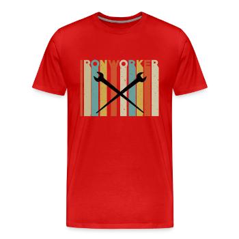 Travailleurs métallurgistes - T-shirt bio Premium Homme - rouge - Devant - Damien (186cm)