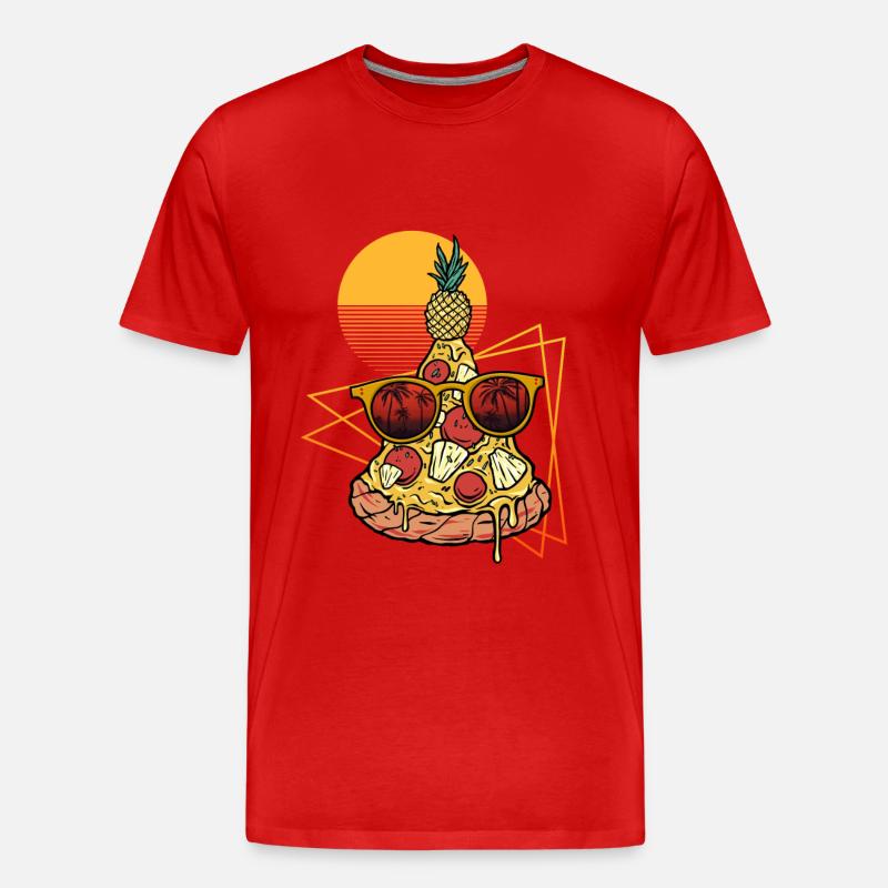 Retro Pizza Hawaii - Männer Premium Bio T-Shirt - Rot