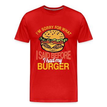 Burger - T-shirt bio Premium Homme - rouge - Devant - Damien (186cm)