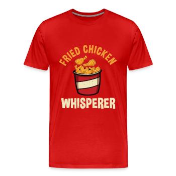 Chuchoteur de poulet frit - T-shirt bio Premium Homme - rouge - Devant - Damien (186cm)