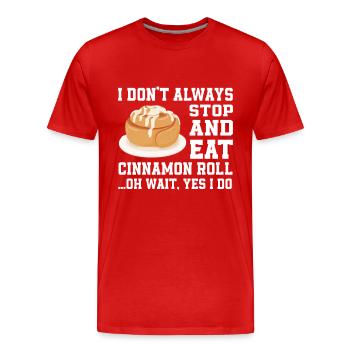 Funny Cinnamon Roll Design - Men's Premium Organic T-Shirt - red - Front - Damien (186cm)