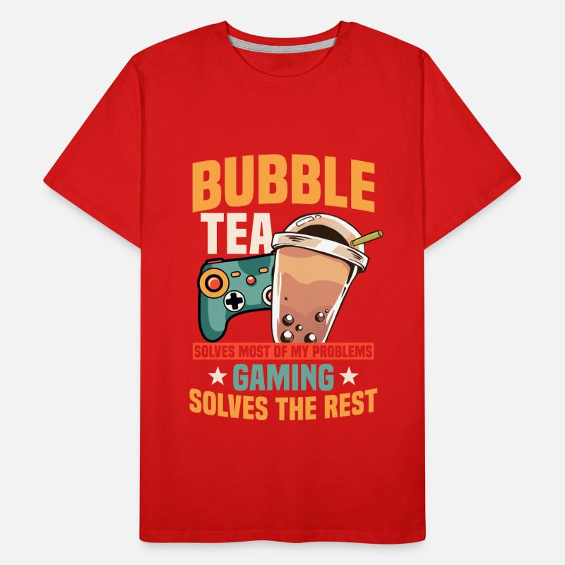 Bubble Tea and Gaming Men's Premium Organic T-Shirt