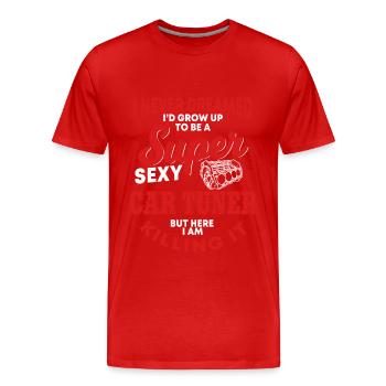 Conception amusante de tuner de voiture - T-shirt bio Premium Homme - rouge - Devant - Damien (186cm)