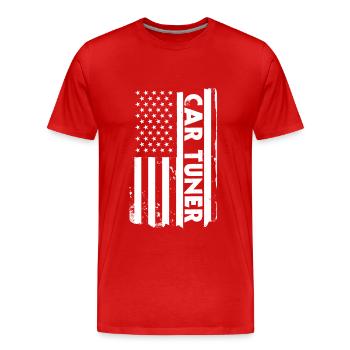USA Flag Car Tuner Amérique - T-shirt bio Premium Homme - rouge - Devant - Damien (186cm)