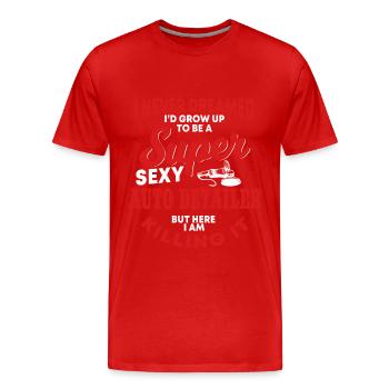 Cadeau d’entretien de véhicule amusant - T-shirt bio Premium Homme - rouge - Devant - Damien (186cm)