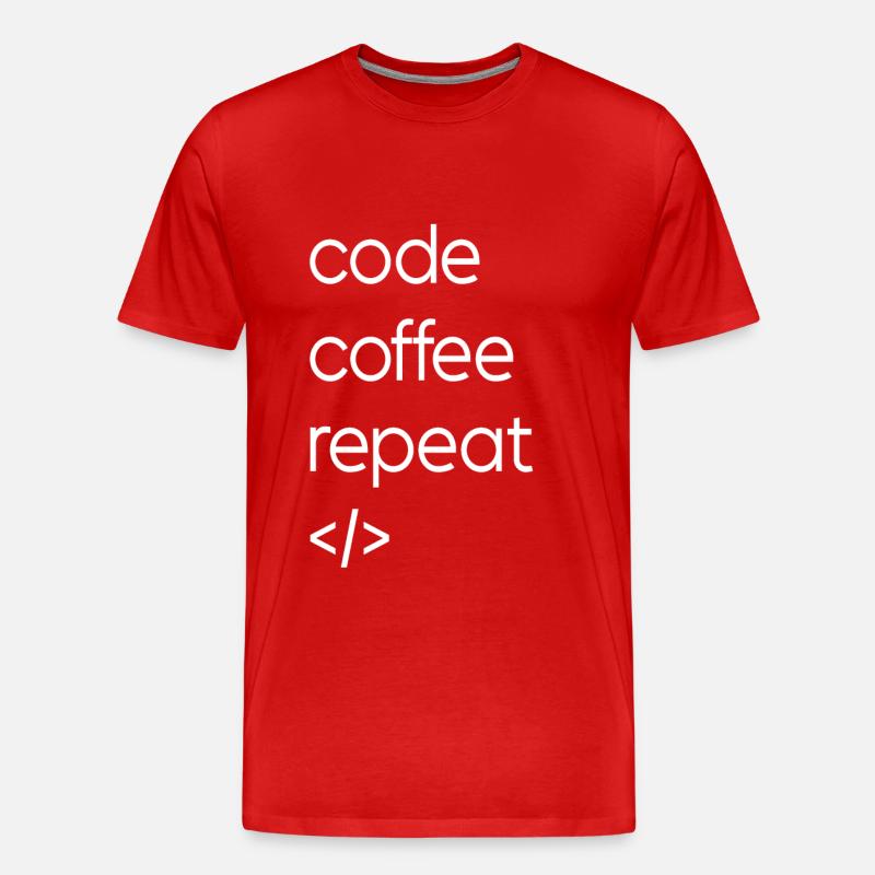 Code Kaffee Wiederholung - Männer Premium Bio T-Shirt - Rot