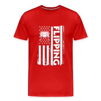 Meubles retournants de drapeau des États-Unis - T-shirt bio Premium Homme - rouge - Devant - Damien (186cm)