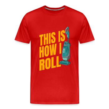 Conception d’entretien ménager drôle - T-shirt bio Premium Homme - rouge - Devant - Damien (186cm)