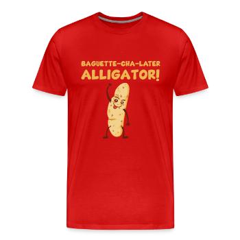 Lustiges Baguette Wortspiel - Männer Premium Bio T-Shirt - Rot - Vorne - Damien (186cm)