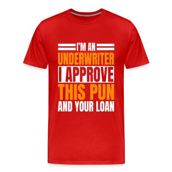 Lustiges Risikoprüfer Wortspiel - Männer Premium Bio T-Shirt - Rot - Vorne - Damien (186cm)