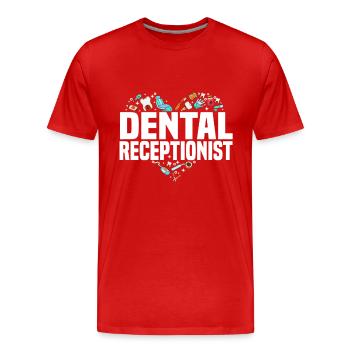 Assistante dentaire coeur - T-shirt bio Premium Homme - rouge - Devant - Damien (186cm)