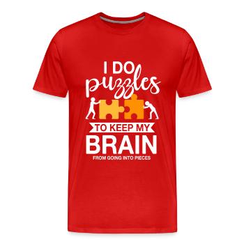 Conception de puzzle amusante - T-shirt bio Premium Homme - rouge - Devant - Damien (186cm)