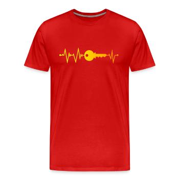 Schlüssel Herzschlag - Männer Premium Bio T-Shirt - Rot - Vorne - Damien (186cm)