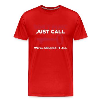 Funny locksmith quote - Men's Premium Organic T-Shirt - red - Front - Damien (186cm)