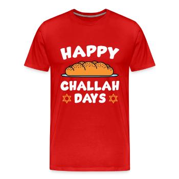 Happy Challah Days - Men's Premium Organic T-Shirt - red - Front - Damien (186cm)