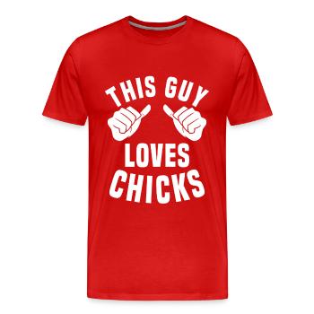 Ce mec aime les poussins - T-shirt bio Premium Homme - rouge - Devant - Damien (186cm)
