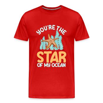 Grand costume d’étoile de mer - T-shirt bio Premium Homme - rouge - Devant - Damien (186cm)