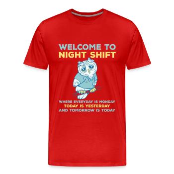 Drôle de dicton de nuit - T-shirt bio Premium Homme - rouge - Devant - Damien (186cm)