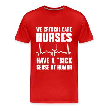 Humour pour les infirmières en soins intensifs - T-shirt bio Premium Homme - rouge - Devant - Damien (186cm)