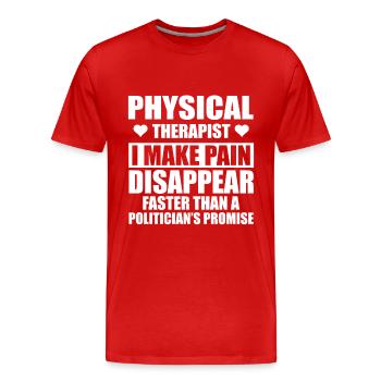 Drôle de physiothérapeute - T-shirt bio Premium Homme - rouge - Devant - Damien (186cm)