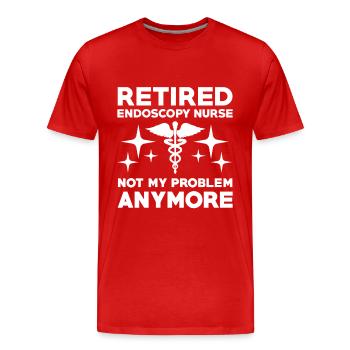 Infirmière en endoscopie à la retraite - T-shirt bio Premium Homme - rouge - Devant - Damien (186cm)