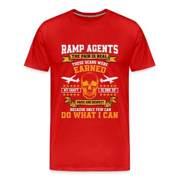 Ramp Agents - Men's Premium Organic T-Shirt - red - Front - Damien (186cm)
