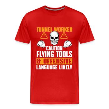 Beaucoup d’humour de la part des travailleurs du tunnel - T-shirt bio Premium Homme - rouge - Devant - Damien (186cm)