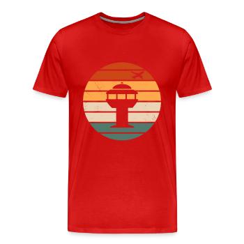 Retro air traffic control tower - Men's Premium Organic T-Shirt - red - Front - Damien (186cm)