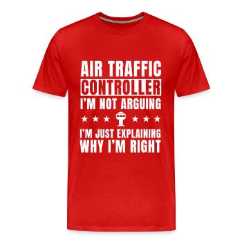 Funny air traffic controller saying - Men's Premium Organic T-Shirt - red - Front - Damien (186cm)