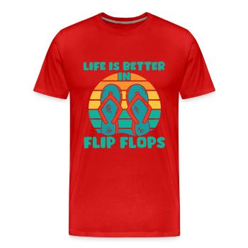 Tourist Flip Flops Urlaubsbekleidung - Männer Premium Bio T-Shirt - Rot - Vorne - Damien (186cm)